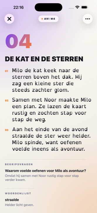 EVI met een rustige dyslexievriendelijke leesweergave